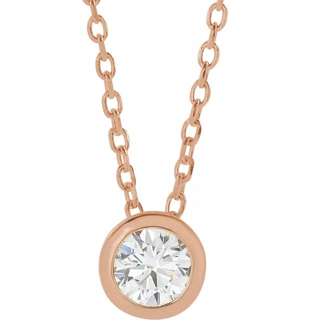 Bezel-Set Diamond Solitaire Necklace