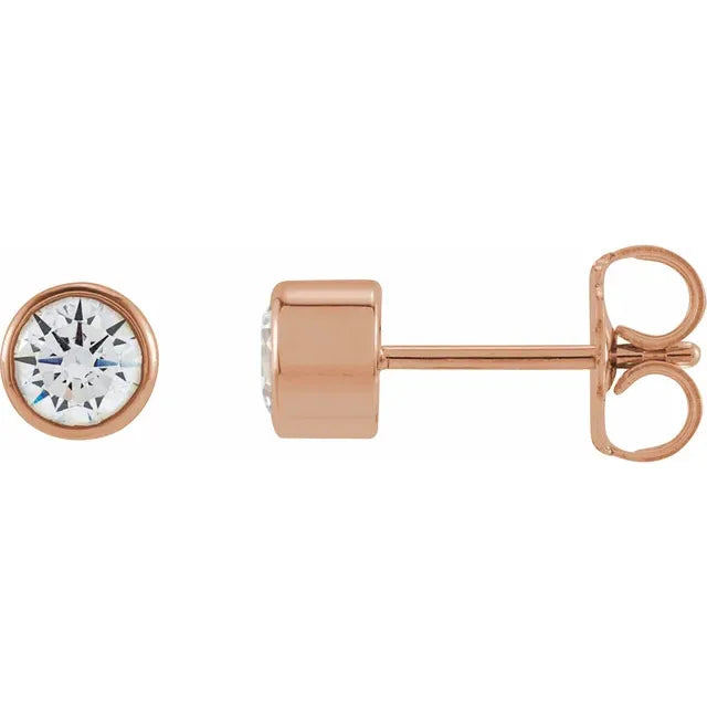 Dainty Bezel Diamond Stud Earrings
