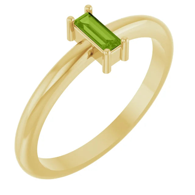 Dainty Natural Gemstone Baguette Stacking Ring