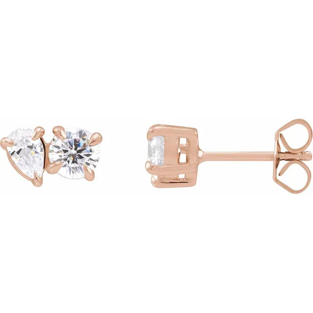 Dainty Diamond-Duo Stud Earrings