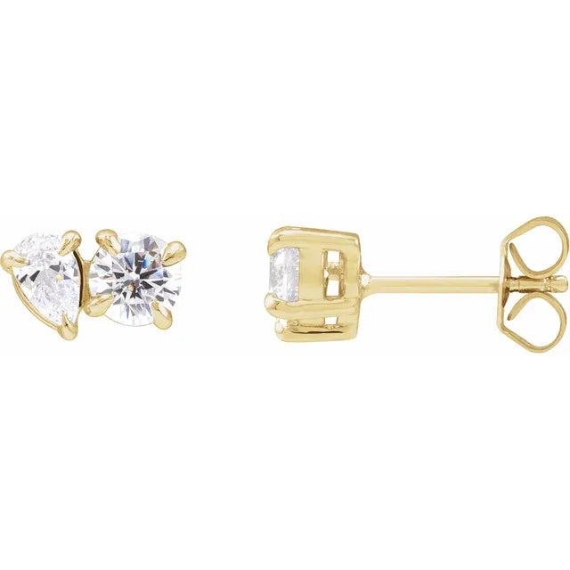Dainty Diamond-Duo Stud Earrings