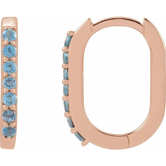 Natural Gemstone Oval-Shaped Hoop Earrings