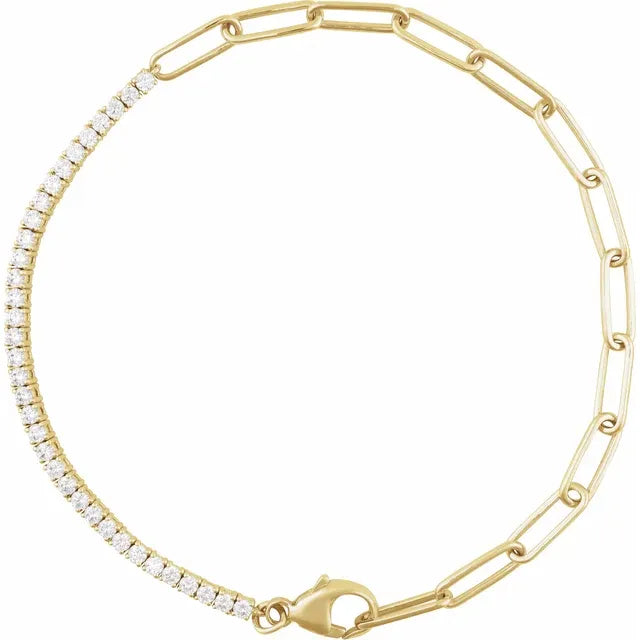 Classic Paperclip-Link and Diamond Line Bracelet