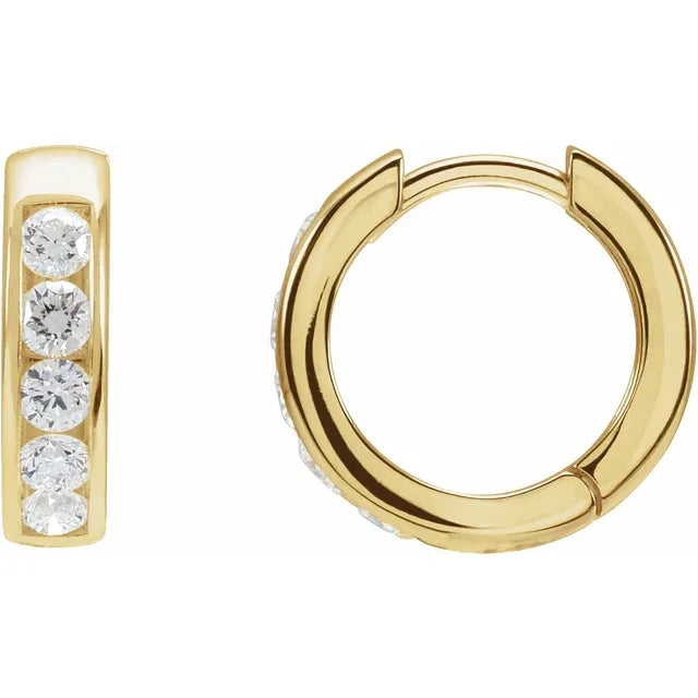 Dainty Channel-Set Diamond Hoop Huggies