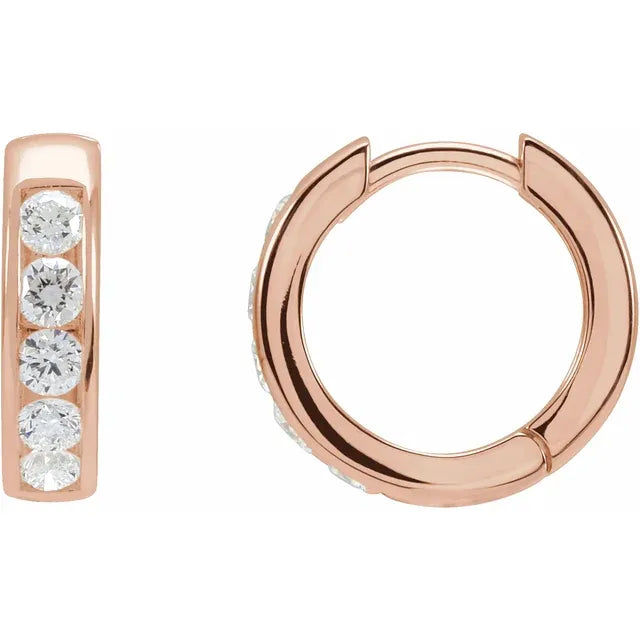 Dainty Channel-Set Diamond Hoop Huggies