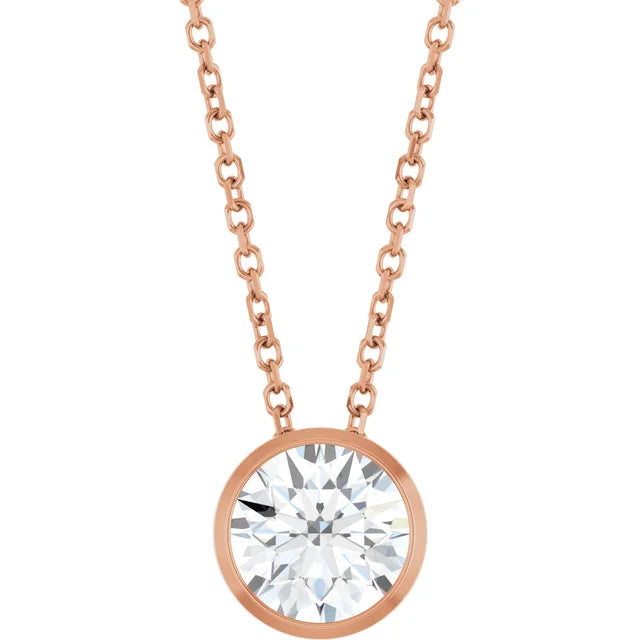 Bezel-Set Diamond Solitaire Necklace