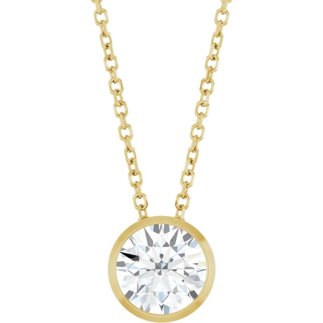 Bezel-Set Diamond Solitaire Necklace