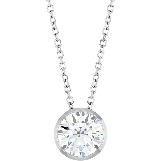 Bezel-Set Diamond Solitaire Necklace
