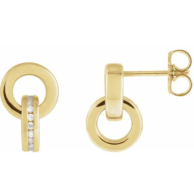 Dainty Double-Link Channel-Set Diamond Drop Earrings