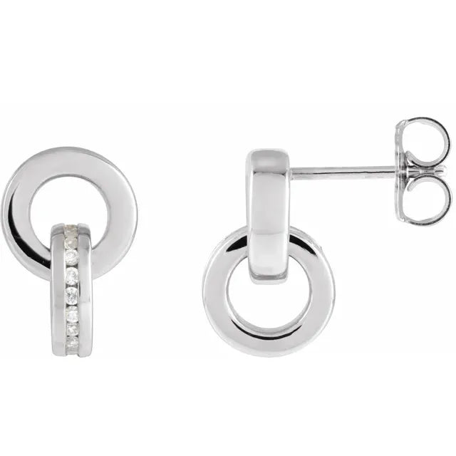Dainty Double-Link Channel-Set Diamond Drop Earrings