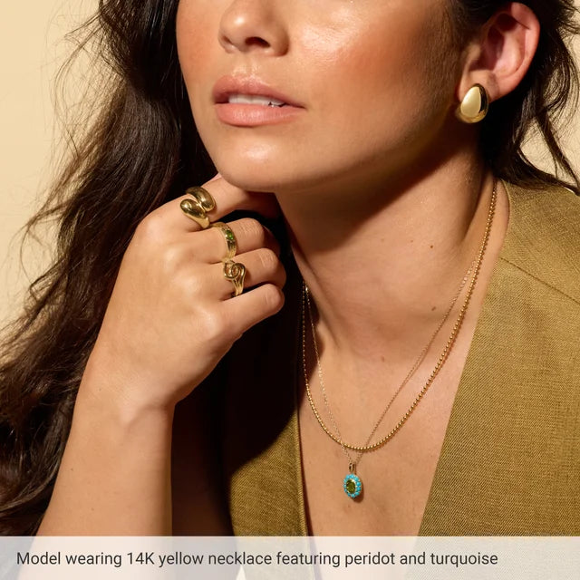 Natural Turquoise and Peridot Halo Necklace