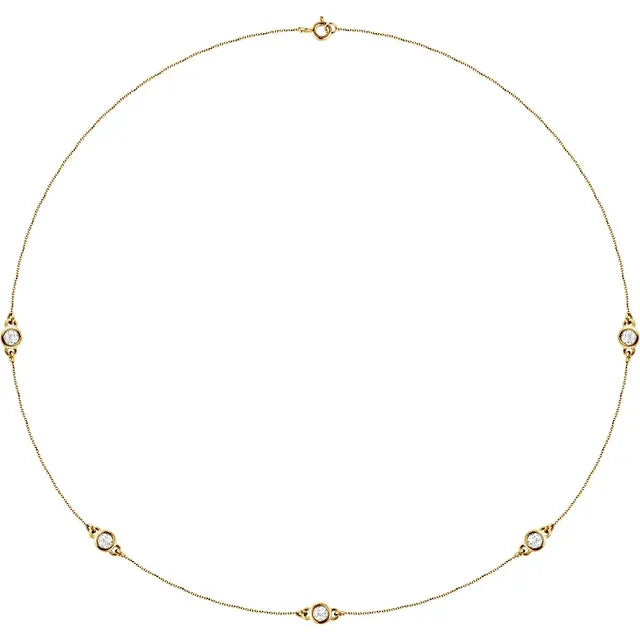 Dainty Multi-stone Diamond Bezel Necklace
