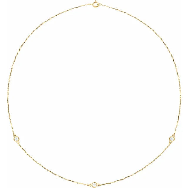 Dainty Multi-stone Diamond Bezel Necklace