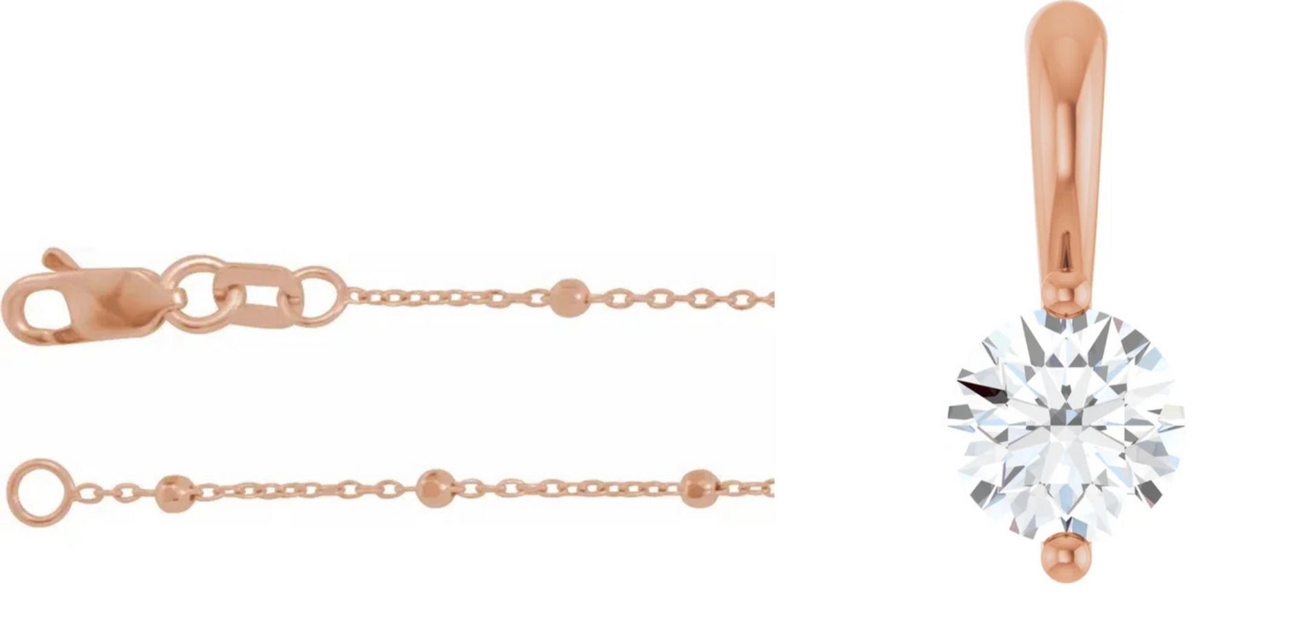 Dainty Diamond Pendant with Bead-Accented Chain