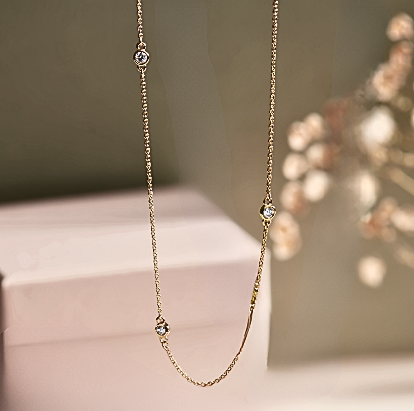 Dainty Multi-stone Diamond Bezel Necklace