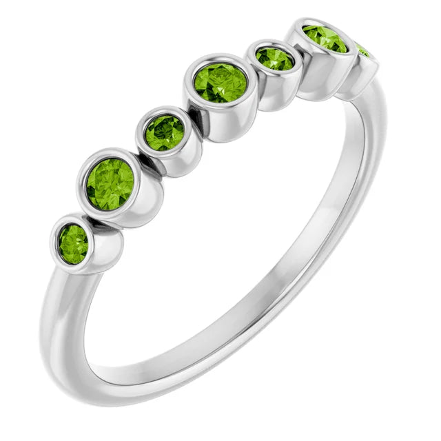 Classic Natural Gemstone Bezel Stacking Ring