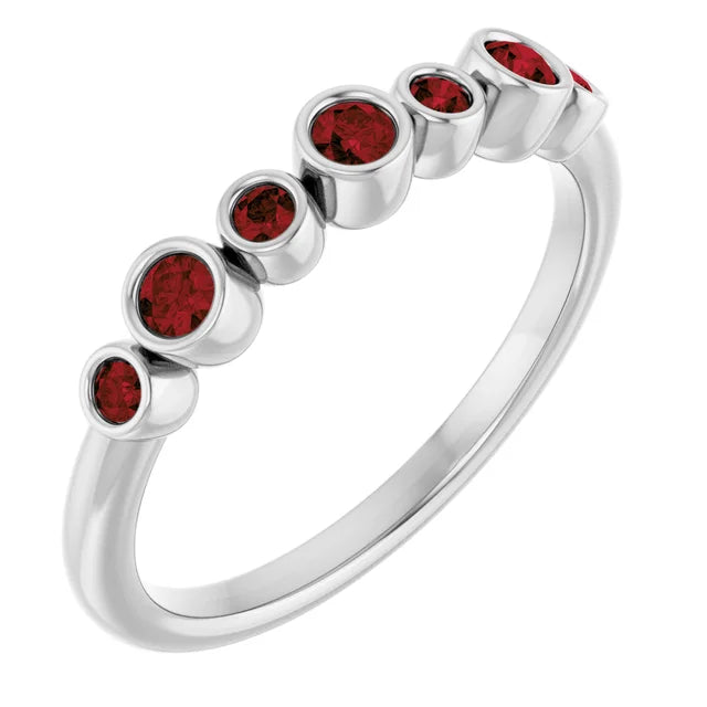 Classic Natural Gemstone Bezel Stacking Ring