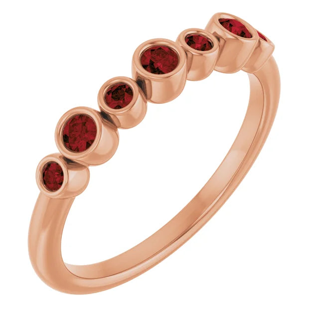 Classic Natural Gemstone Bezel Stacking Ring
