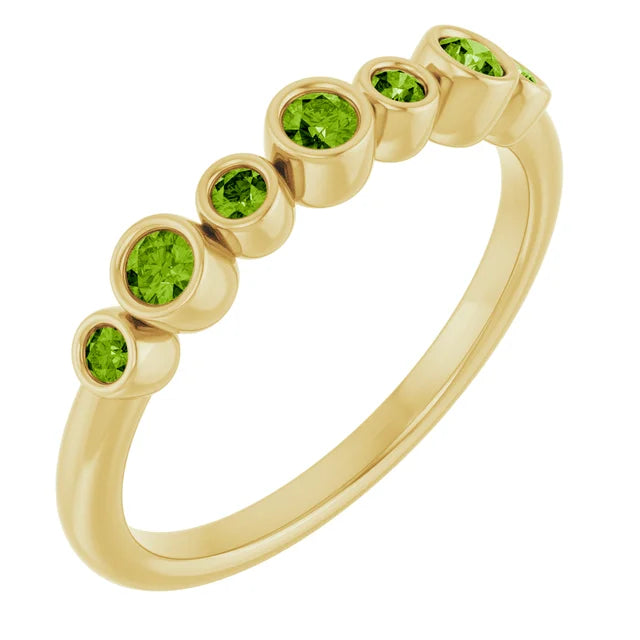 Classic Natural Gemstone Bezel Stacking Ring
