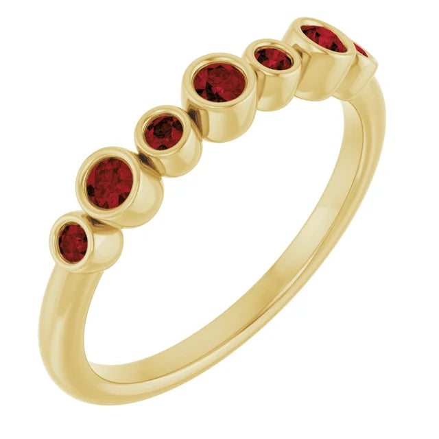 Classic Natural Gemstone Bezel Stacking Ring
