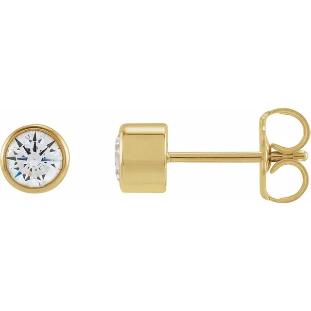 Dainty Bezel Diamond Stud Earrings
