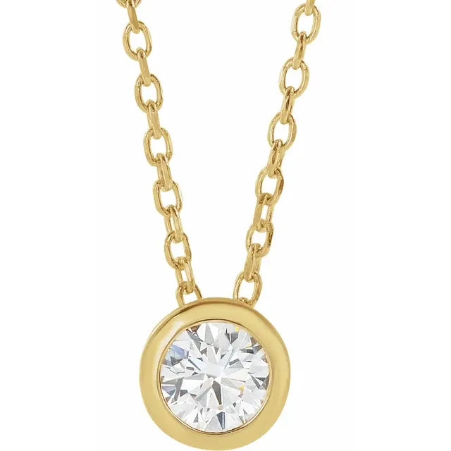 Bezel-Set Diamond Solitaire Necklace